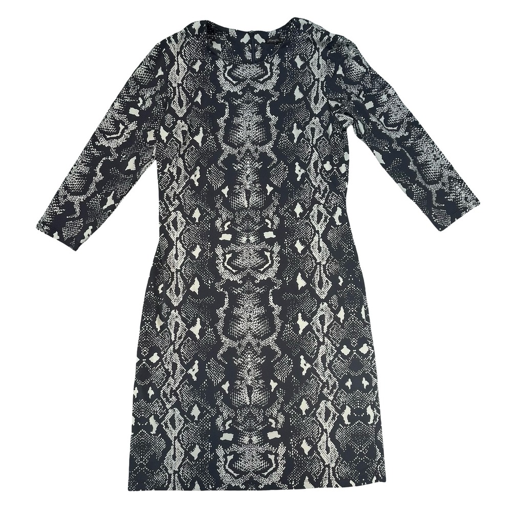 J.McLaughlin Women Sheath Dress Gray Snakeskin Print 3/4 Sleeve Catalina Cloth M